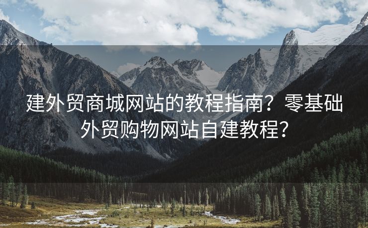 建外贸商城网站的教程指南？零基础外贸购物网站自建教程？