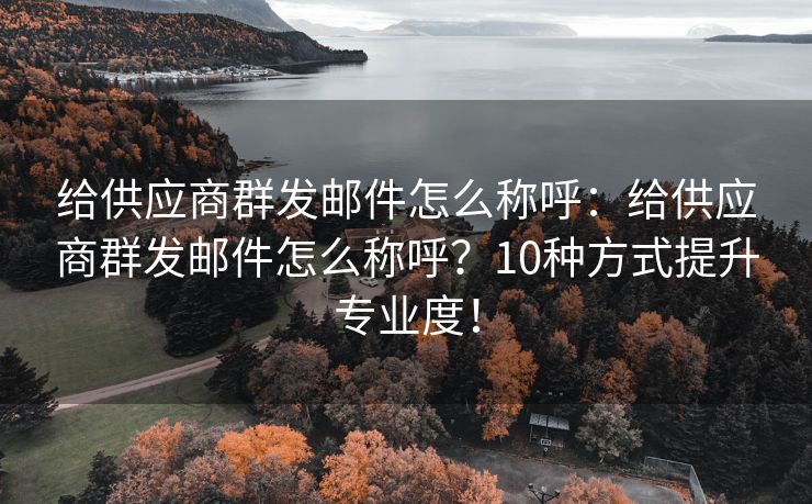 给供应商群发邮件怎么称呼：给供应商群发邮件怎么称呼？10种方式提升专业度！